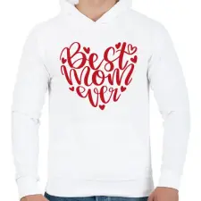 PRINTFASHION Best Mom ever - Férfi kapucnis pulóver - Fehér férfi pulóver, kardigán