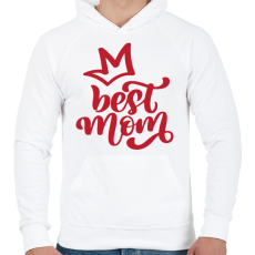 PRINTFASHION Best mom  - Férfi kapucnis pulóver - Fehér