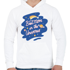 PRINTFASHION Best Mom in the universe - Férfi kapucnis pulóver - Fehér férfi pulóver, kardigán