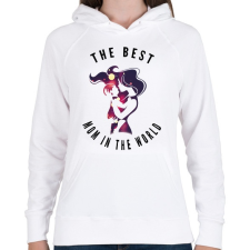 PRINTFASHION BEST MOM - Női kapucnis pulóver - Fehér női pulóver, kardigán