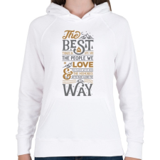 PRINTFASHION Best things in life - Női kapucnis pulóver - Fehér női pulóver, kardigán