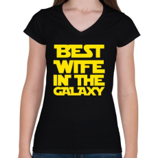 PRINTFASHION Best wife - Női V-nyakú póló - Fekete