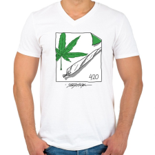 PRINTFASHION Beszívva - Férfi V-nyakú póló - Fehér férfi póló