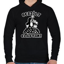 PRINTFASHION Beszólt elástam - kisvakond 2 - Férfi kapucnis pulóver - Fekete férfi pulóver, kardigán