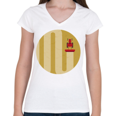 PRINTFASHION Betakarítás - Női V-nyakú póló - Fehér