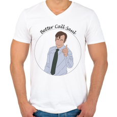 PRINTFASHION Better Call Saul - minta - Férfi V-nyakú póló - Fehér