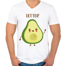 PRINTFASHION Better (half) - Férfi V-nyakú póló - Fehér férfi póló