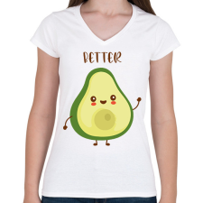PRINTFASHION Better (half) - Női V-nyakú póló - Fehér női póló