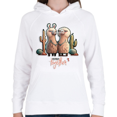 PRINTFASHION BETTER together - I Love You - szerelmes lámás minta - Női kapucnis pulóver - Fehér