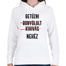 PRINTFASHION Betűzni nehéz - Női kapucnis pulóver - Fehér