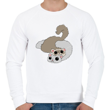 PRINTFASHION Bézs és fehér színű vadászgörény - Férfi pulóver - Fehér férfi pulóver, kardigán