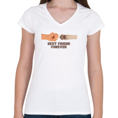 PRINTFASHION BFF - Best Friend Forever - Női V-nyakú póló - Fehér