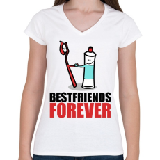 PRINTFASHION BFF - Női V-nyakú póló - Fehér