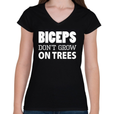 PRINTFASHION Bicepsz nem a fán terem - Női V-nyakú póló - Fekete női póló