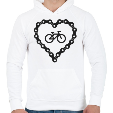 PRINTFASHION Bicikli love - Férfi kapucnis pulóver - Fehér férfi pulóver, kardigán