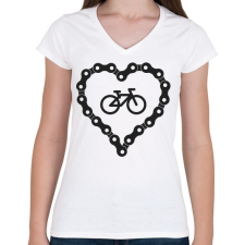 PRINTFASHION Bicikli love - Női V-nyakú póló - Fehér női póló