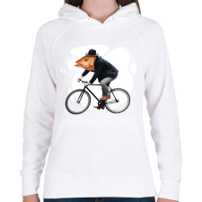 PRINTFASHION Biciklis hal - Női kapucnis pulóver - Fehér női pulóver, kardigán