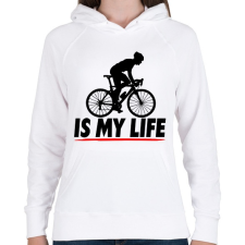 PRINTFASHION Biciklis póló - Női kapucnis pulóver - Fehér női pulóver, kardigán