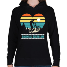 PRINTFASHION Biciklis szerelem - Női kapucnis pulóver - Fekete női pulóver, kardigán