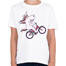 PRINTFASHION Biciklis unikornis - Gyerek póló - Fehér gyerek póló