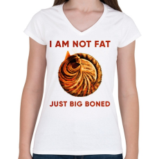 PRINTFASHION Big boned cat - Női V-nyakú póló - Fehér