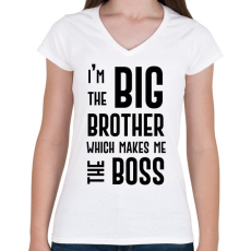 PRINTFASHION Big brother boss - Női V-nyakú póló - Fehér