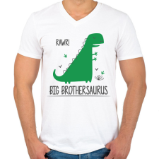 PRINTFASHION Big brothersaurus - Férfi V-nyakú póló - Fehér férfi póló
