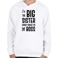 PRINTFASHION Big sister boss - Gyerek kapucnis pulóver - Fehér gyerek pulóver, kardigán