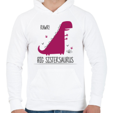 PRINTFASHION Big Sistersaurus - Férfi kapucnis pulóver - Fehér férfi pulóver, kardigán