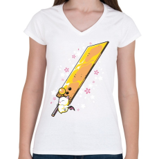 PRINTFASHION Big sword - Női V-nyakú póló - Fehér