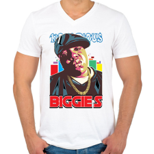 PRINTFASHION Biggie Smalls - Férfi V-nyakú póló - Fehér férfi póló