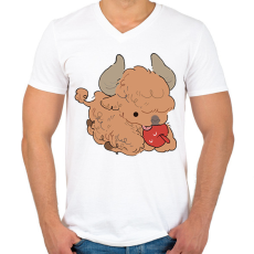 PRINTFASHION Bika - Férfi V-nyakú póló - Fehér