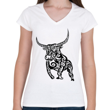 PRINTFASHION Bika - Női V-nyakú póló - Fehér női póló