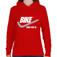 PRINTFASHION Bike Just fix it - Női kapucnis pulóver - Piros női pulóver, kardigán