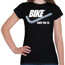 PRINTFASHION Bike Just fix it - Női póló - Fekete női póló
