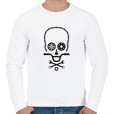 PRINTFASHION Bike Skull  - Férfi pulóver - Fehér