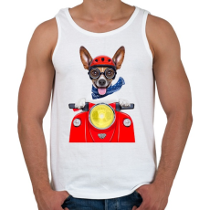 PRINTFASHION Biker Dog - Férfi atléta - Fehér