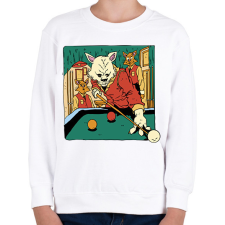 PRINTFASHION Biliárdozó macskák - Gyerek pulóver - Fehér gyerek pulóver, kardigán