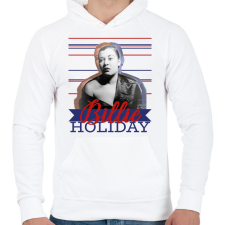 PRINTFASHION Billie Holiday - Férfi kapucnis pulóver - Fehér férfi pulóver, kardigán