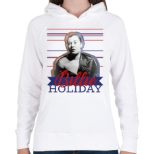 PRINTFASHION Billie Holiday - Női kapucnis pulóver - Fehér női pulóver, kardigán