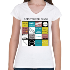 PRINTFASHION Bingo Legénybúcsúhoz - Női V-nyakú póló - Fehér