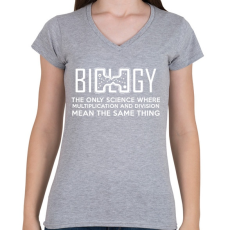 PRINTFASHION BIOLOGY - Női V-nyakú póló - Sport szürke
