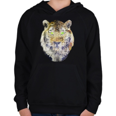 PRINTFASHION Biometrikus tigris - Gyerek kapucnis pulóver - Fekete