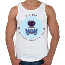 PRINTFASHION BIP BIP - El az útból, megvan a jogsim! - Férfi atléta - Fehér atléta, trikó