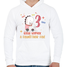 PRINTFASHION Bipp bipp, úton vagyok - Számmal - Férfi kapucnis pulóver - Fehér