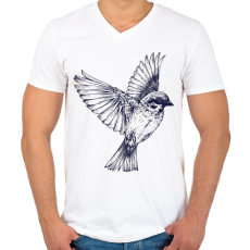 PRINTFASHION Bird drawing - Férfi V-nyakú póló - Fehér