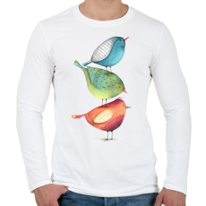 PRINTFASHION Birds - Férfi hosszú ujjú póló - Fehér