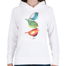 PRINTFASHION Birds - Női kapucnis pulóver - Fehér