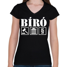 PRINTFASHION BÍró - Női V-nyakú póló - Fekete