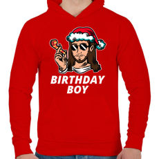 PRINTFASHION BIRTHDAY BOY - Férfi kapucnis pulóver - Piros